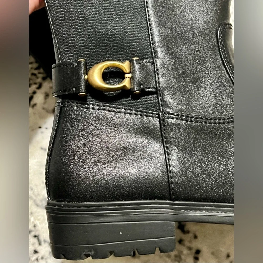 New COACH  Faith knee high lug sole Riding Boots - Black 7.5